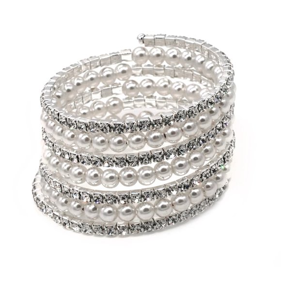 Memory wire bracelet with 7 strands and rhinestones. - Picture 2 of 3